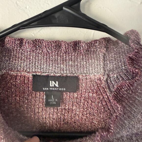 IN San Francisco Sweater Y2k Large Knit Ruffle Mock Neck Pullover Ombre Fall - Picture 7 of 8